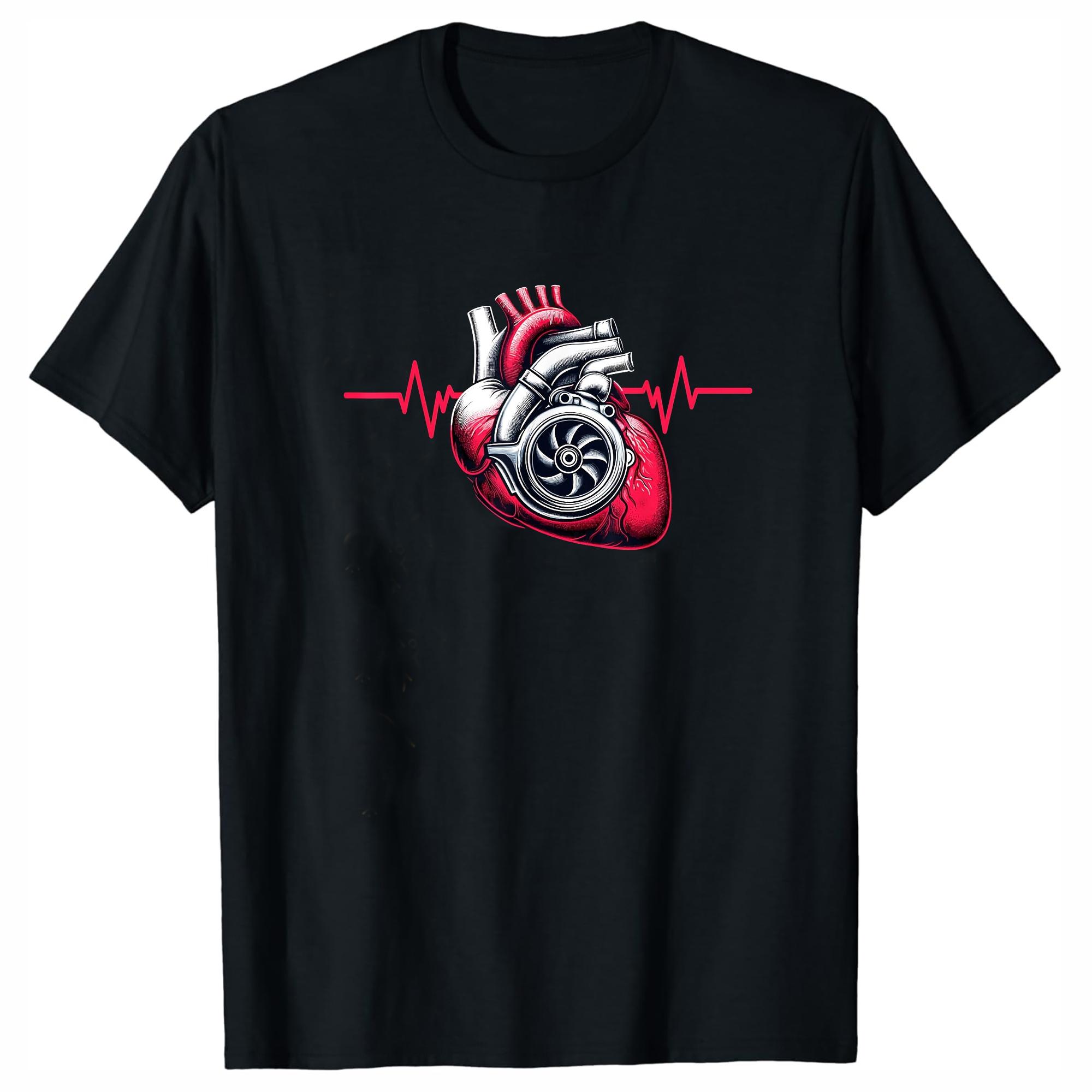 

ECG Heart Turbo T-Shirt 100% Cotton O-Neck Short Sleeve Summer Casual Mens T-shirt Streetwear - Men s Summer Cotton Graphic Tee S разноцветный