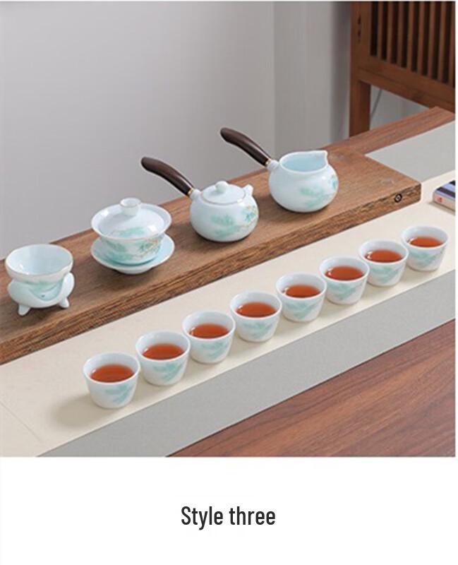 Modern Mutton Fat Jade White Porcelain Office Tea Set