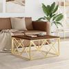 VidaXL Table basse doré acier inoxydable et bois massif récupération 349974