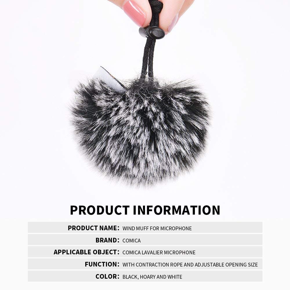 COMICA Pin Mic Wind Muff Gray 3pcs Adjustable