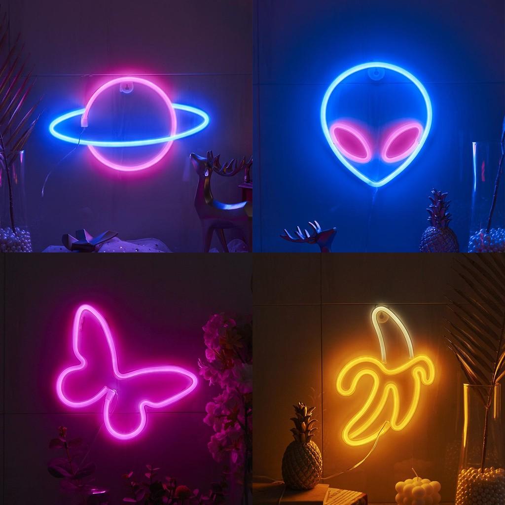 Whimsical Led Butterfly Alien Planet Night Light Charming Neon Decorative Lamp