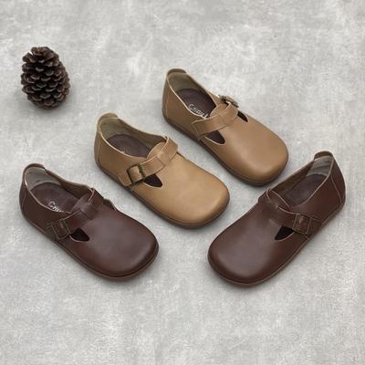 Retro Handmade Loafers Genuine Leather Soft Soled Shoes Round Toe Soft Cowhide Women's Flat Shoes