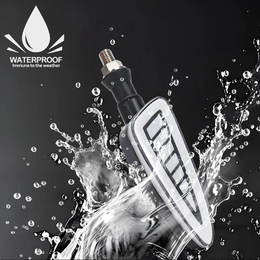 1 Pair Motorcycle LED Turn Signal Lights Dual Colors Flashing Indicator Lights LED License Plate Lamp Daytime Running Light 12V