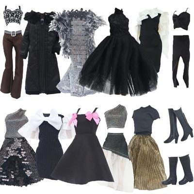 Black Series Puppenoutfit Kleid 30cm Puppe 1/6 Oberteile Hosen Rock Kleid Schuhe Stiefel 11,8 Zoll Puppenkleidung Zubehör Spielzeug Geschenk