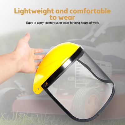 Stainless Steel Garden Lawnmower Safety Helmet with Full Face Mesh Protective Visor, Splash Impact Weeding Cap