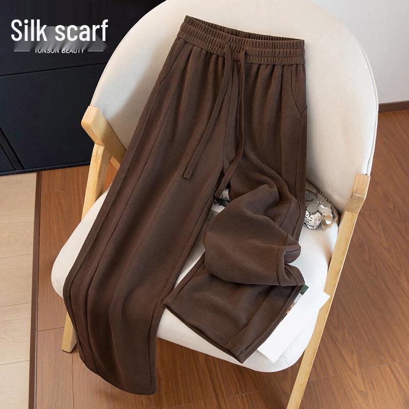 

Women s Elastic High Waist Wide-Leg Drawstring Pants M