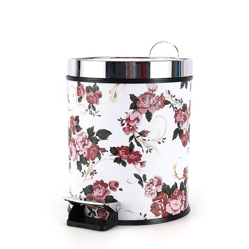 Europäischer Fußtret-Mülleimer mit Deckel für Zuhause, Wohnzimmer oder Badezimmer 12L 30cm x 25cm white