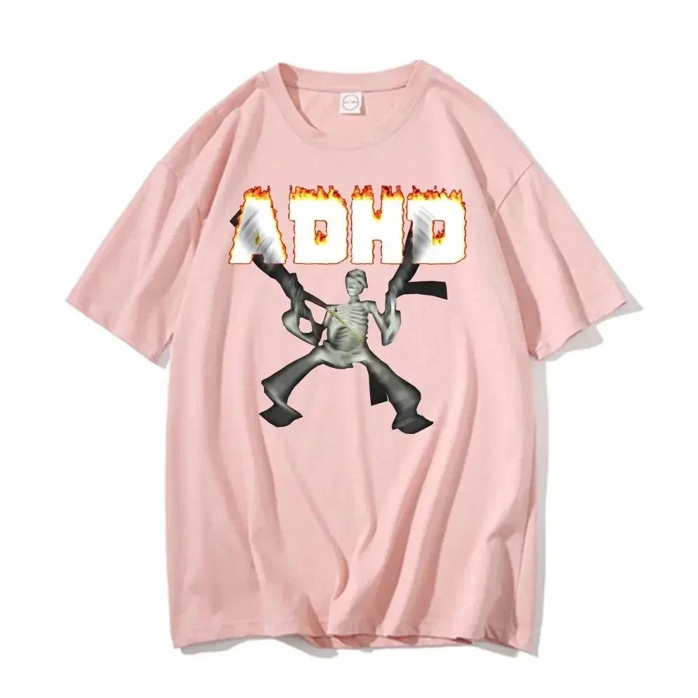 Adhd Skeleton Meme T-shirts Classic Vintage Humor Horror Funny Skull T Shirt Men Women Oversized High Quality Soft Comfortable