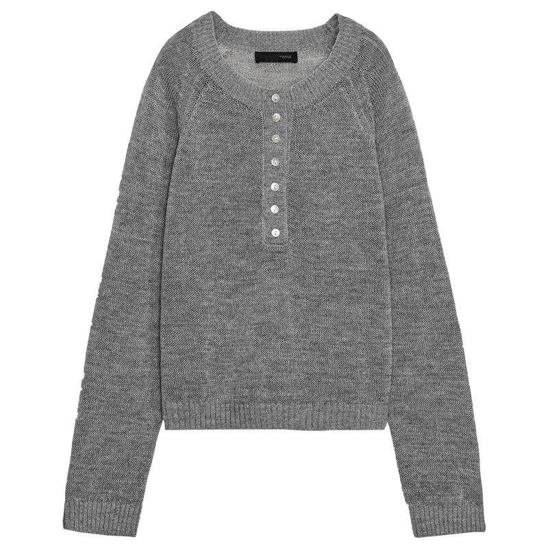 Zaprha 2925 Autumn New Women Baker Style Rib Closing Edge off-Neck Long Sleeve Knit 2142135