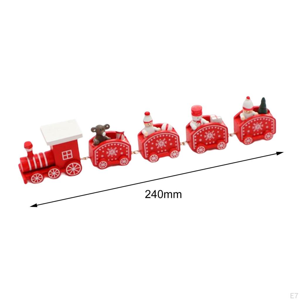 Christmas Wooden Train Crafts Home Decor Painted for Festival