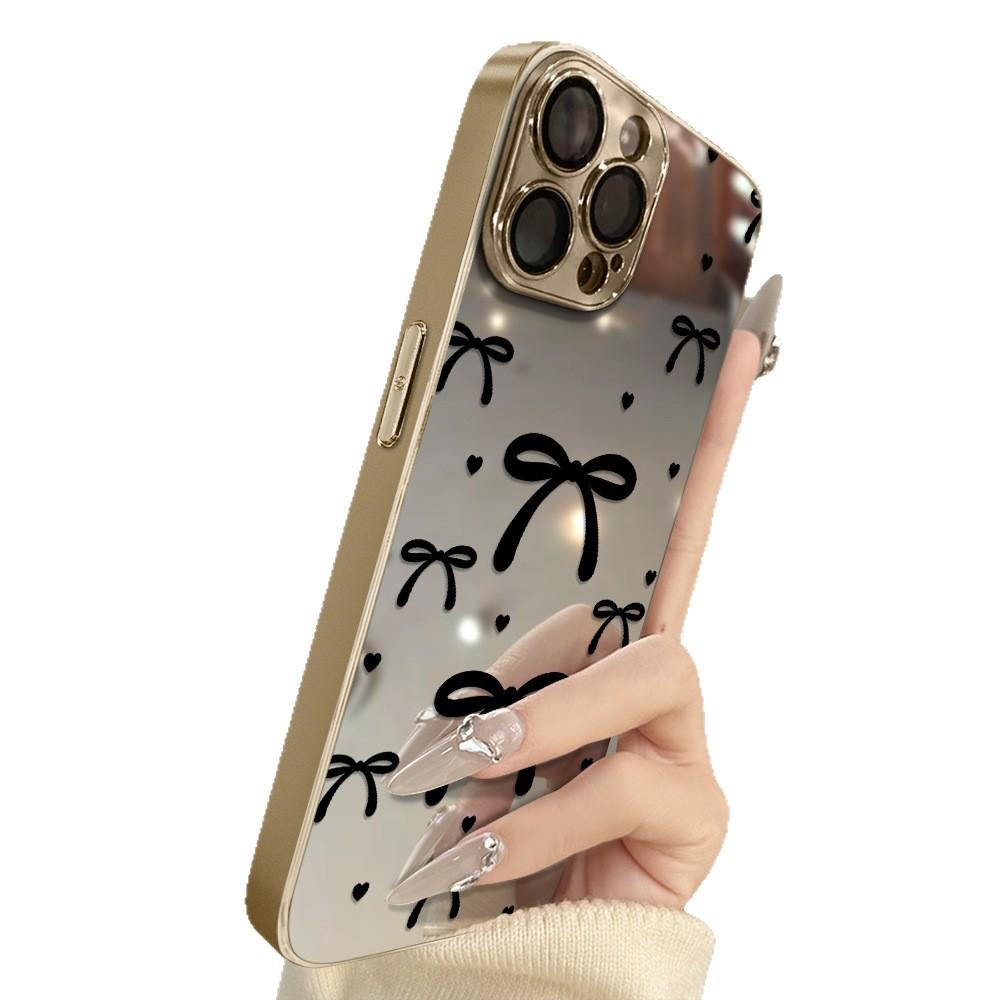 Simple Bow for Apple 16 Promax Personalized 15 New 14 Mobile Phone Case for IPhone 13 Mirror Creative
