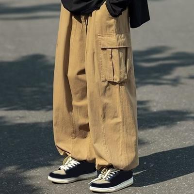Pánské cargo kalhoty nadměrné velikosti jednobarevné ve vintage stylu manšestrové high street