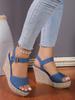 Thick-soled Wedge Heel Women's Sandals Women's High Heels Small Open-toed Summer Muffin and One-word Buckle Strap Women's Shoes