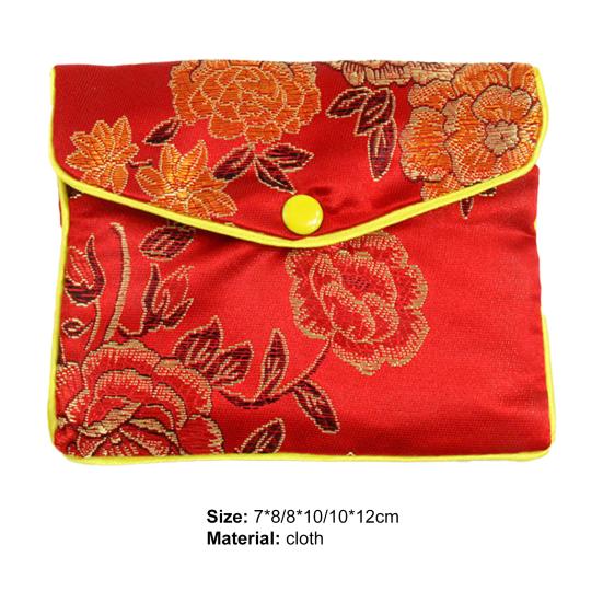 2Pcs Elegant Embroidered Jewelry Pouch Beautiful Bright-colored Fabric Jewelry Organizer for Women