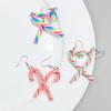 Sweet Colorful Stripes Candy Cane Earrings for Women Simple Christmas Candy Hook Earrings New Year Festive Party Jewelry Gifts
