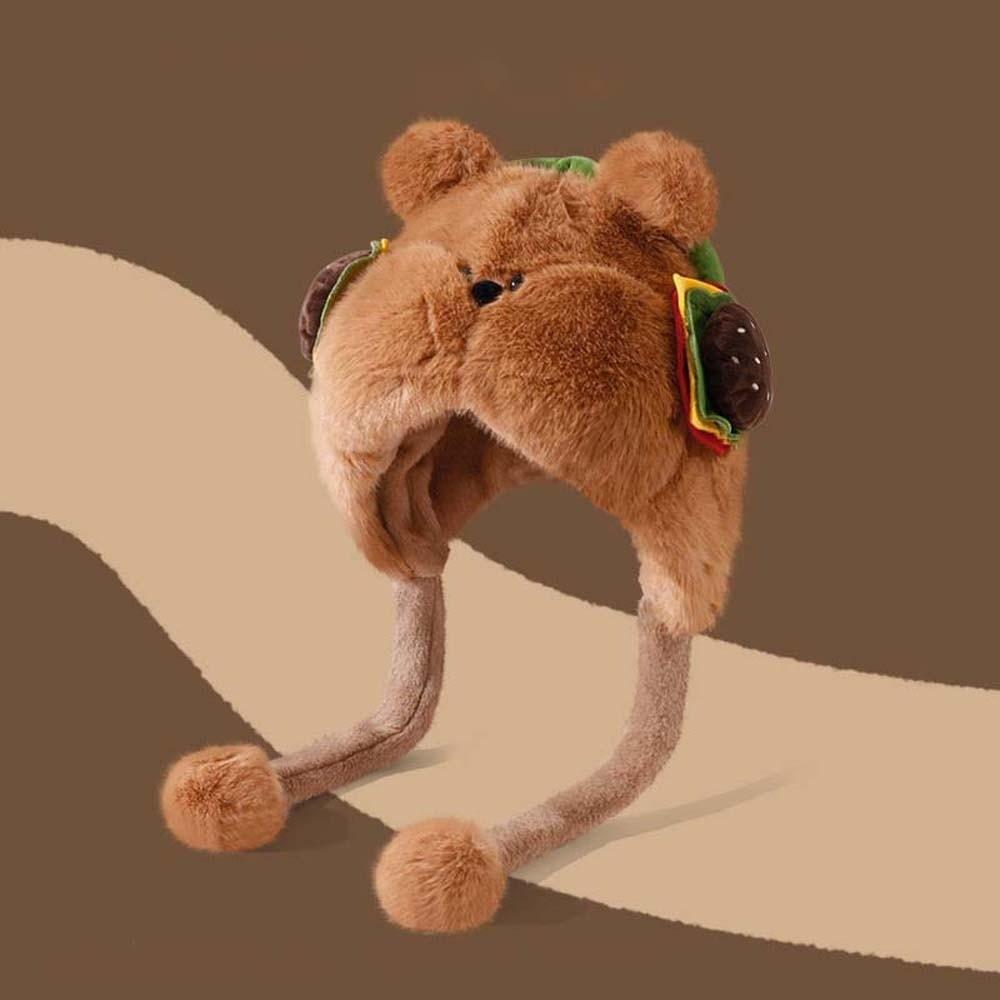 Penguin Winter Plush Hat Cartoon Hamburger Ear Protection Cap Skiing Bear Lei Feng Hat  Daily