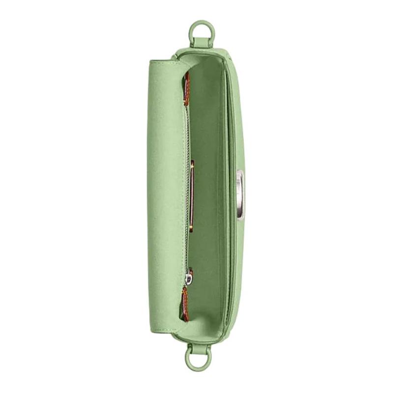 COACH Emmy 23 brand logo logo push lock closure cow leather saddle bag hand shoulder crossbody bag medium size women's light pistachio color