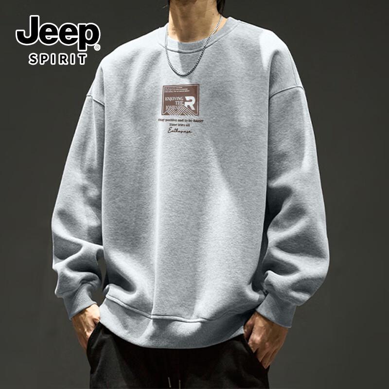 

JEEP SPIRIT Men s Retro Letter Print Crewneck Sweatshirt M