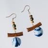 Chinese Wood Beads Earring Drop Ethnic Style Vintage Eardrop Ear Clip Tie-Dye Earrings  Travel
