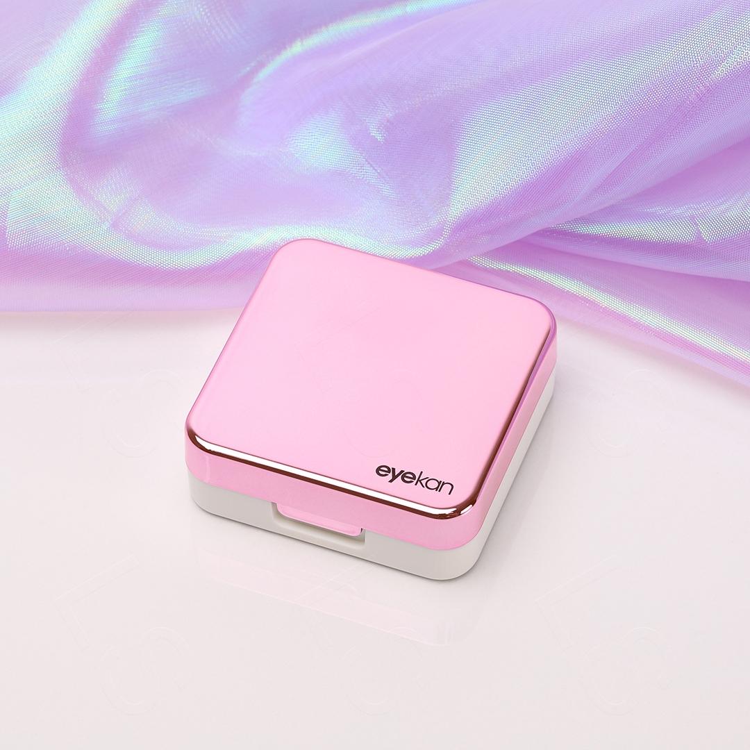 

1 шт., светоотражающий чехол, чехол для контактных линз, набор с зеркалом, одноцветный, портативный контейнер для контактных линз, милый дорожный набор, коробка золотистый