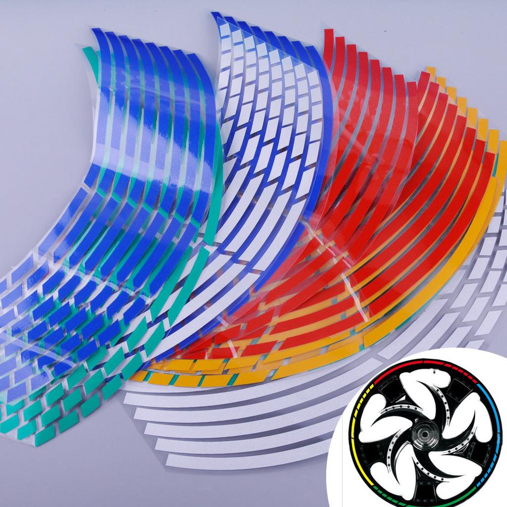 16 stk motorsykkel bilhjul felg 16 reflekterende striper 18" stripe tape klistremerker