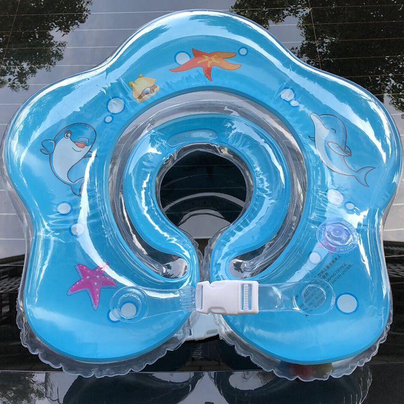 Adjustable Newborn Neck Ring Baby Collar Swimming Ring Lifesaver Swimming Baby Swimming Neck Ring 0-2 years old (random yellow pattern)
