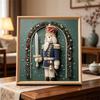 Handmade Framed Pearl Painting Set with Christmas Nutcracker Soldier Design 5D Shiny Bead Art Canvas Creative Craft for Room Decor