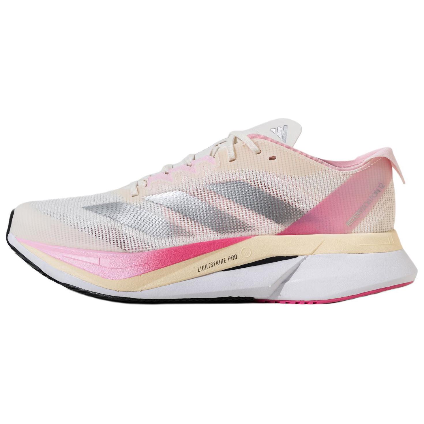 

Adidas Adizero Boston 12 Chalk White Clear Pink Unisex Sneakers Cream Silver-Metallic JQ8673 44⅔