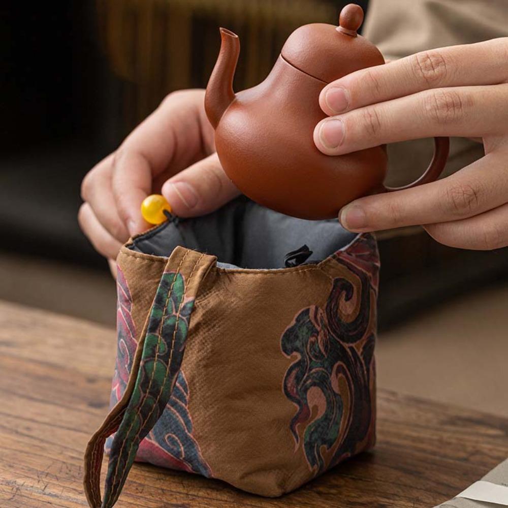Interwoven Teapot Cloth Pouch Chinese Style Silk Brocade Handbag Tea Cup Storage Bag  Travel