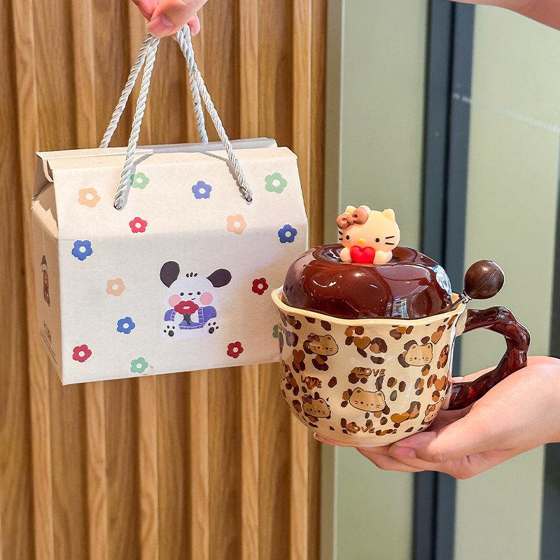 Cute Cat Ceramic Mug Gift Set for Girls and Best Friends' Birthdays