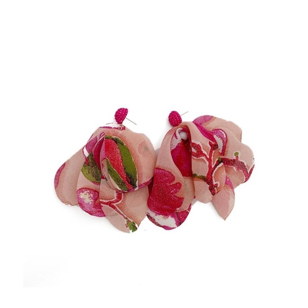 

Sweet Pendant Drop Earrings Multicolor Exaggerated Earrings Creative Fabric Flower Earrings Women розы красного
