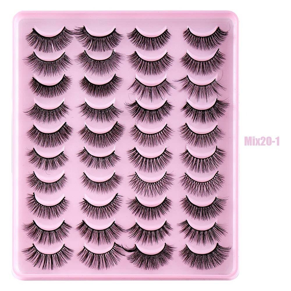 

20 Pairs Natural Look Long Thick Lashes Wispy Mink Lashes Fake Eyelashes False Eyelashes Mix20-1