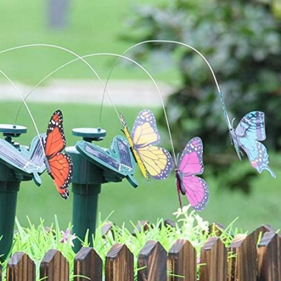 Solar/Battery Powered Butterfly Bird Flower with Ground Spike, 3 Pack Fluttering Butterflies/Sunflower for Patio Garden Yard Stake Plants Flowers
