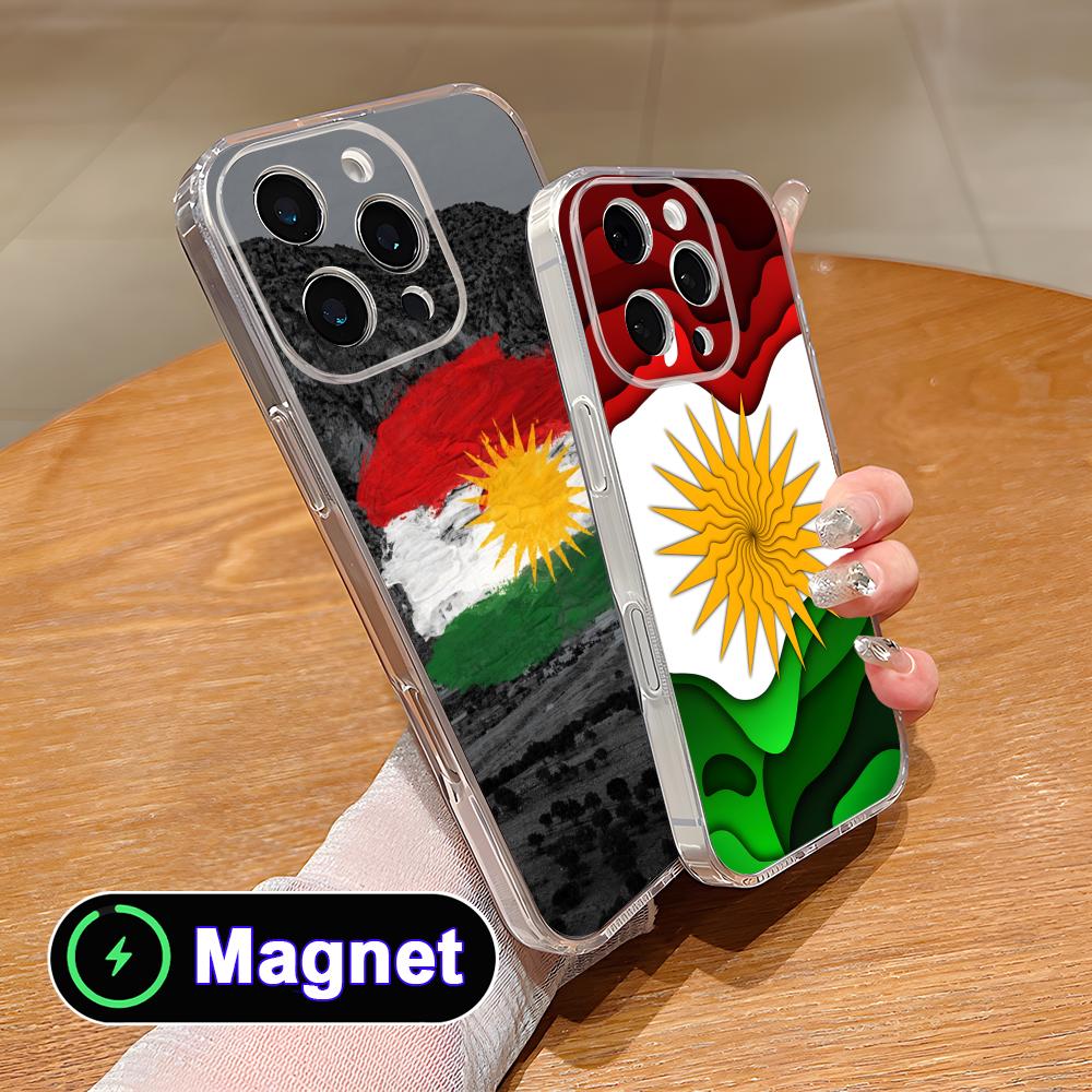 Kurdistan Flag Clear TPU Magsafe Mobile Phone Case for iPhone 17 16 15 14 13 12 11 Air Pro Max Plus Mini Colorful Cover
