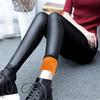 Women Leggings High Waist Slim Fit Hip Lift Pants Warm Velvet Lined Leggings Windproof Rainproof Faux Leather Pants