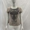 European and American Summer Gray Hot Stamping Diamond Print Temperament Slim Fit Gothic Y2K Women's T-shirt