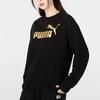 Puma Logo Printed Crew Neck Pullover Long Sleeve Sweatshirt Women sweatshirt Black 670945-01