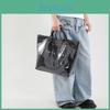 Letter Solid Color Printed Crocodile Texture Women Large Capacity Bag Tote