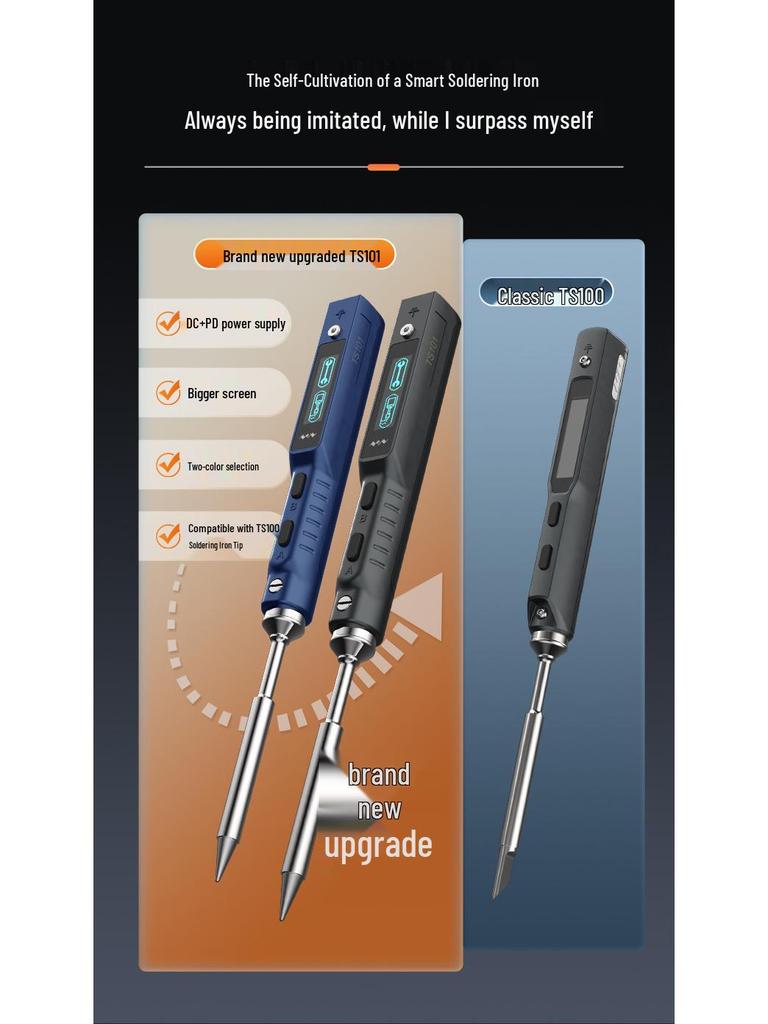 TS101 Starry Blue High-Power Smart Electric Soldering Iron - Portable One-Key Heat-Up Soldering Pen by Miniware