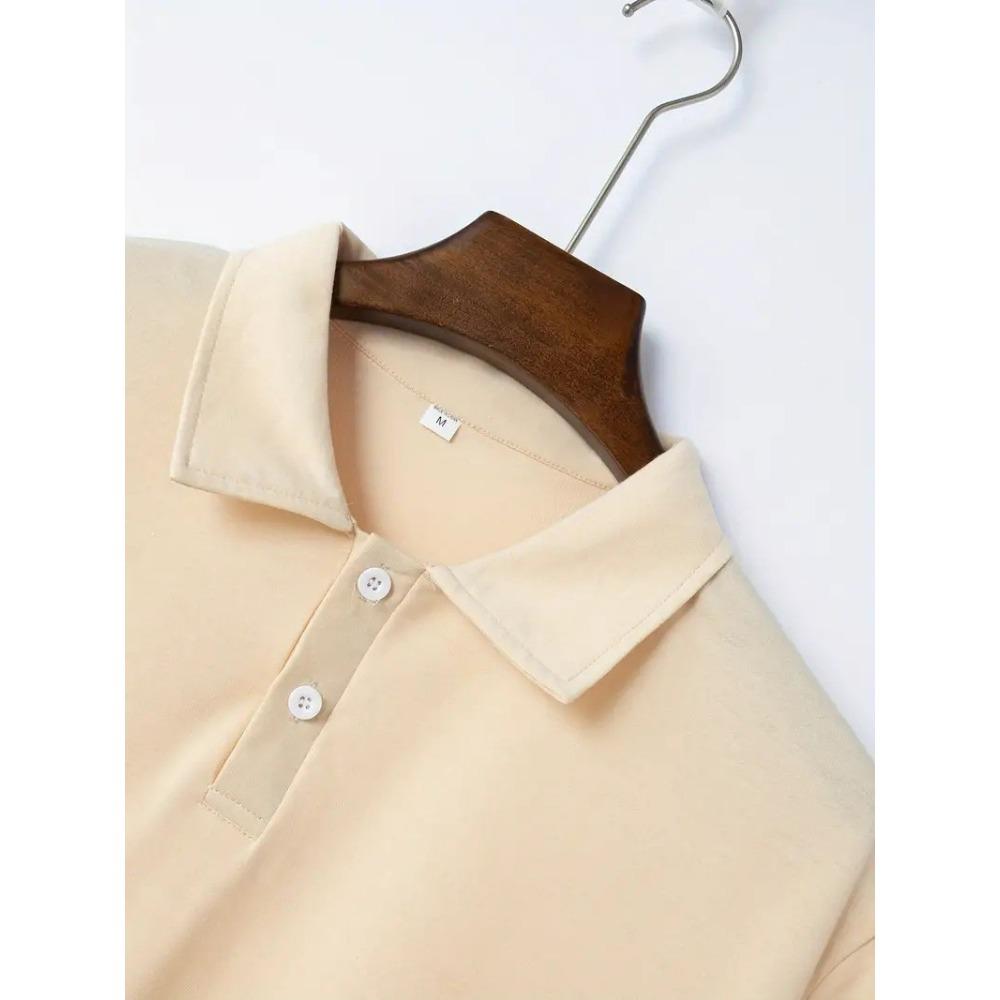 Men's Casual Solid Color Button Short Sleeved T-shirt Polo Shirt