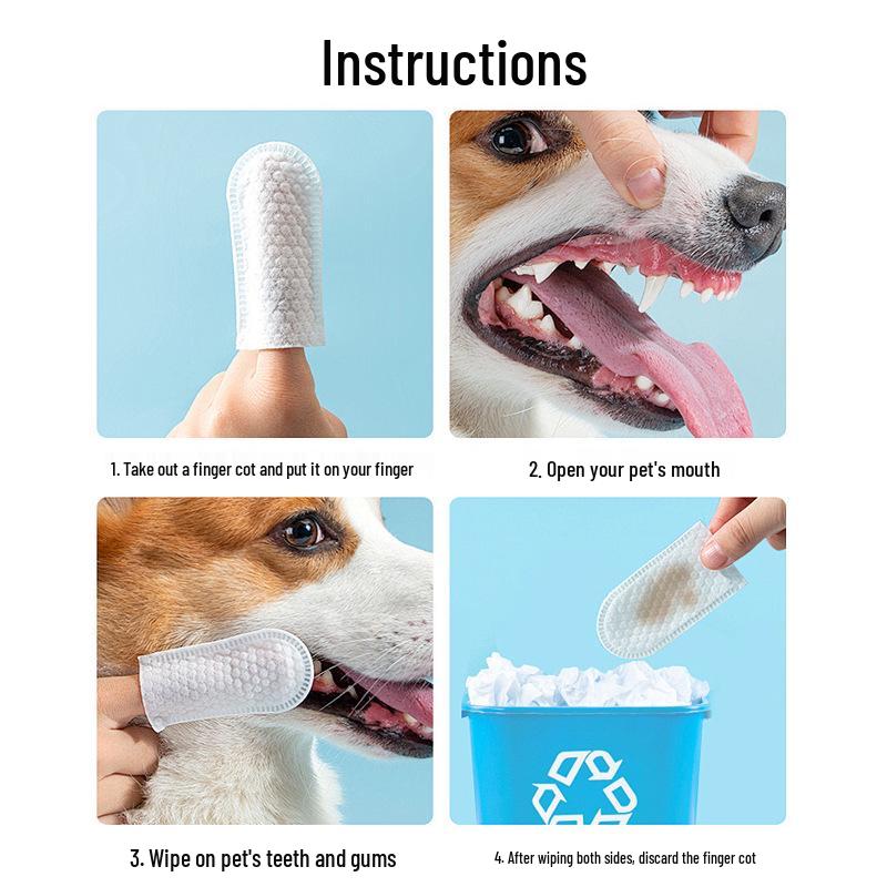 Pet Dental Wipes: Deodorizing, Tartar Removal, Fresh Breath, Disposable Oral Finger Brush
