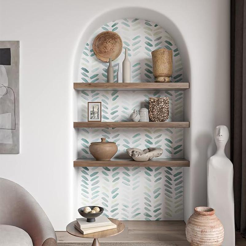 Papel de Parede Verde Branco Papel de Parede Descascar e Colar Papel Contacto Boho para Armários Papel de Parede de Folhas para Quarto Autocolantes Autocolantes