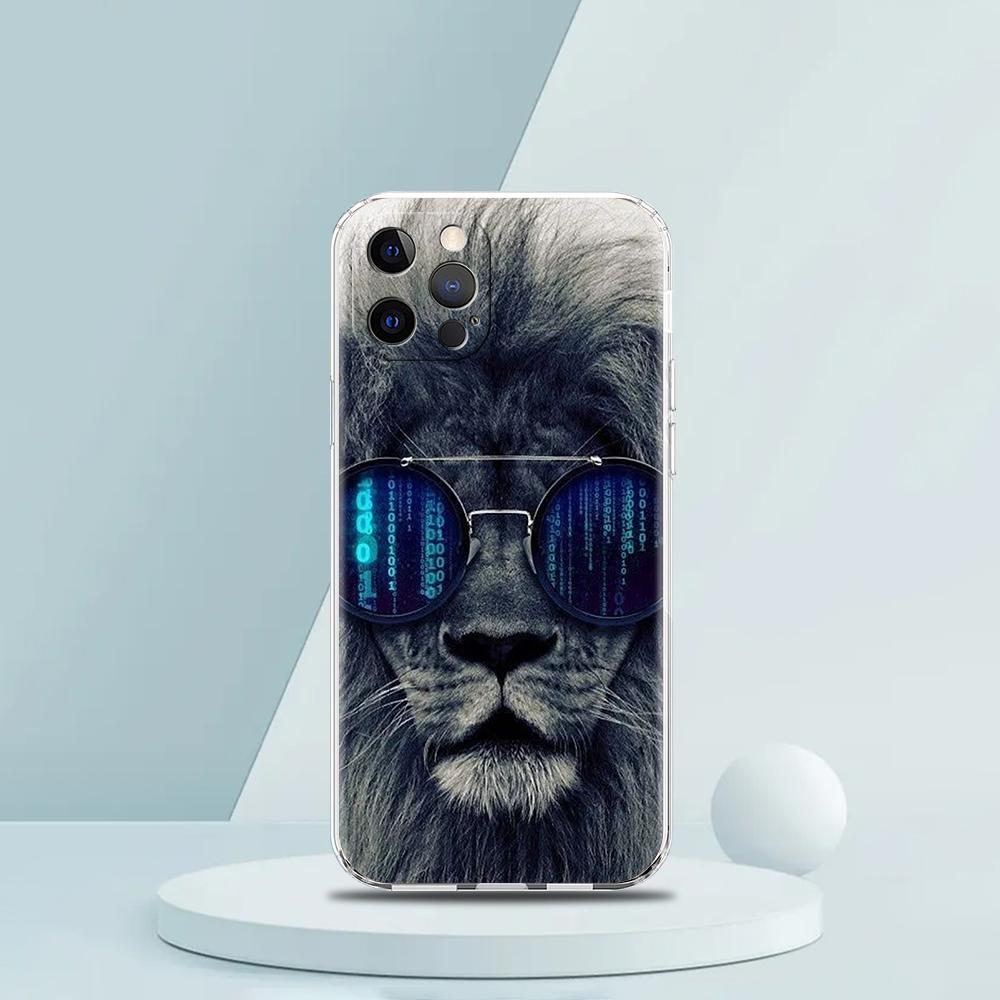 Animal Lion Wolf Tiger Case for iPhone 16 15 14 13 12 Pro Max Cover Transparent Soft for iPhone 11 Pro Max 7 8 Plus XS XR Bags