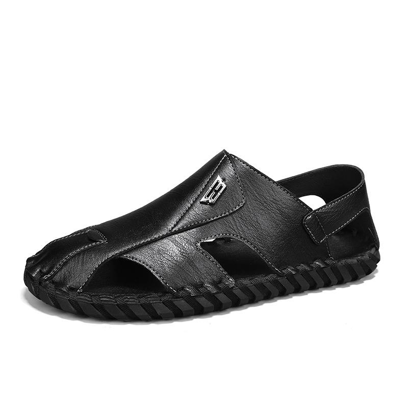 Leather Sandals Men'S Outdoor Leisure Year Men'S Slippers Sandals Dual-Purpose Hole Shoes Men'S Driving Slippers