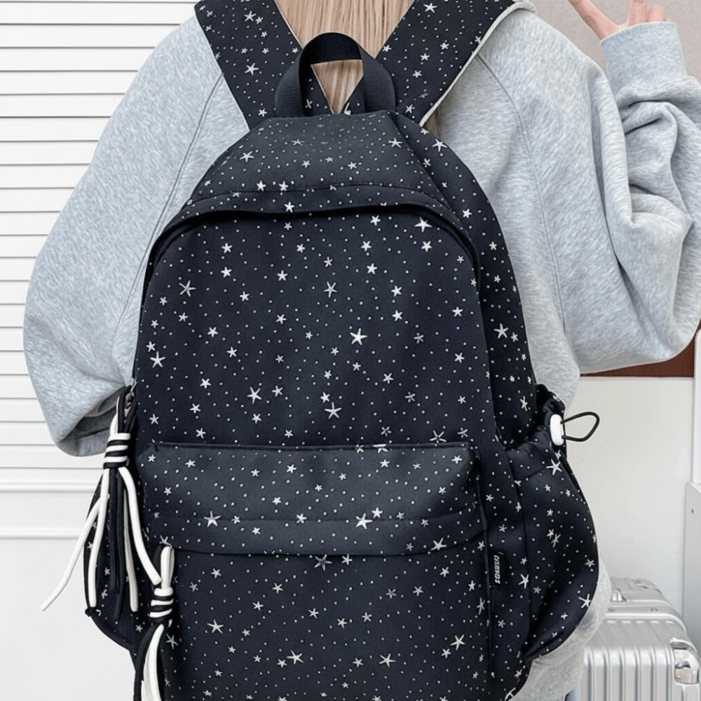 Multi-pockets Student School Bag Large Capacity Travel Rucksack Star Backpack Outdoor Activities