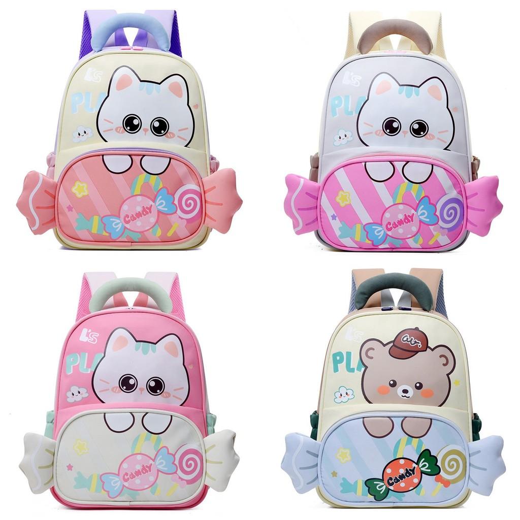 Adorable Cartoon Cat Backpack For Kindergarten Girls With Spacious Capacity And Lightweight Design