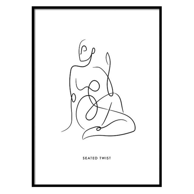 Black And White Lines Yoga Body Canvas Painting Modern Minimalist Posters Prints Wall Art Pictures Home Decor Living Room