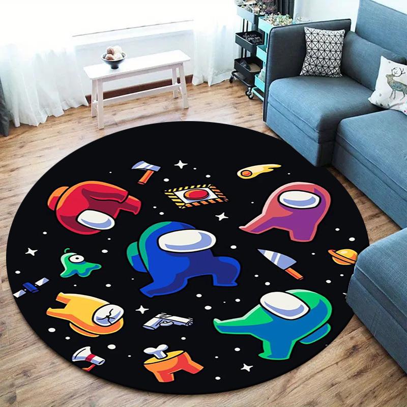 Tappeto Rotondo Among Us, Tappeto per Soggiorno Camera da Letto Divano Sala Giochi Decorazione, Tappetino Antiscivolo