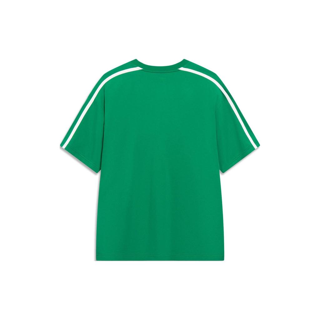 Li Ning Sports Lifestyle Series Letter Round Neck Pullover Short Sleeve T-Shirt Unisex T-Shirt Cool-Green AHST565-4