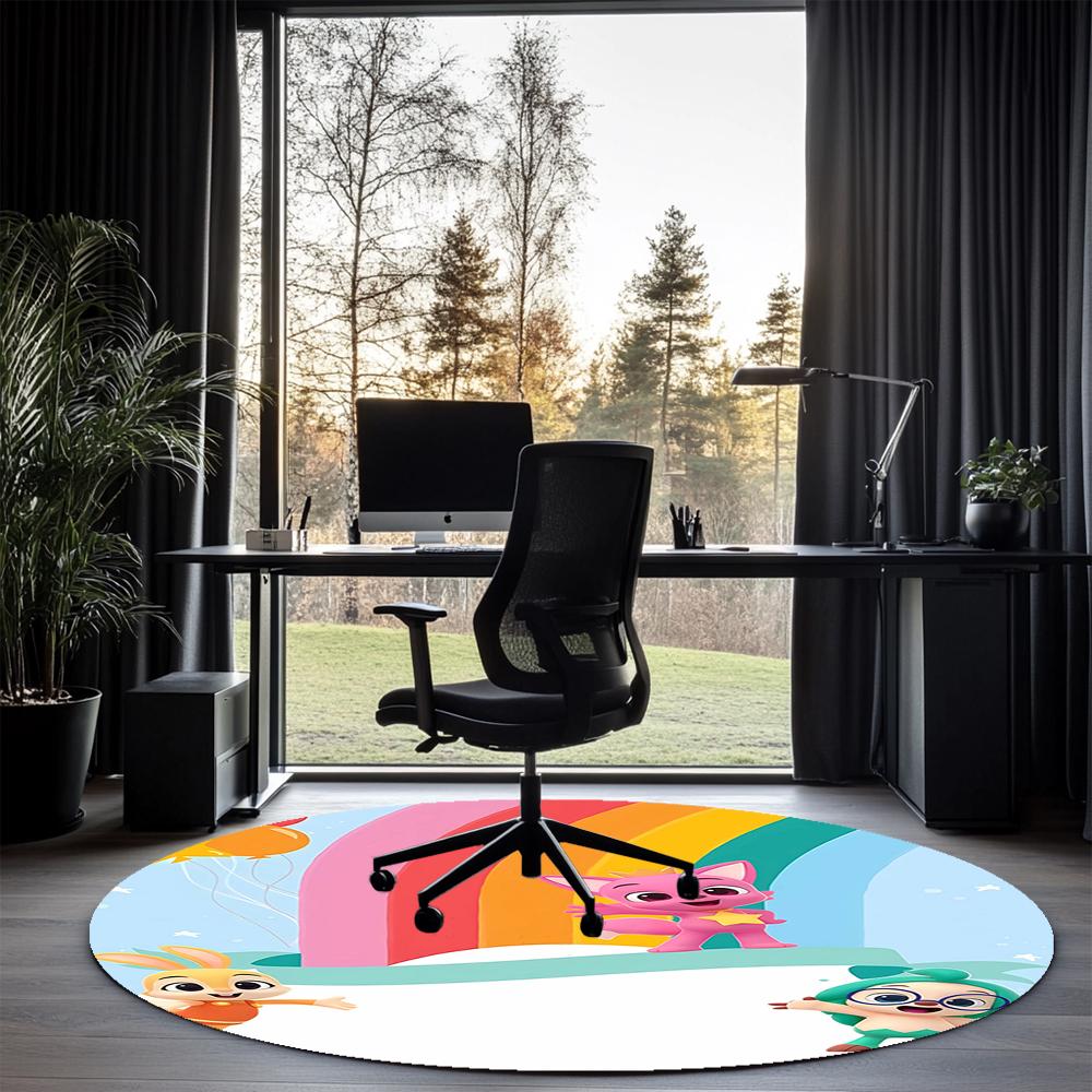 Pinkfong Wonderstar Bedruckter Runder Teppich Teppich Stuhlteppich Bereichsteppich Eingang Fußmatten, für Bürostuhl Wohnzimmer Schlafzimmer Küche.
